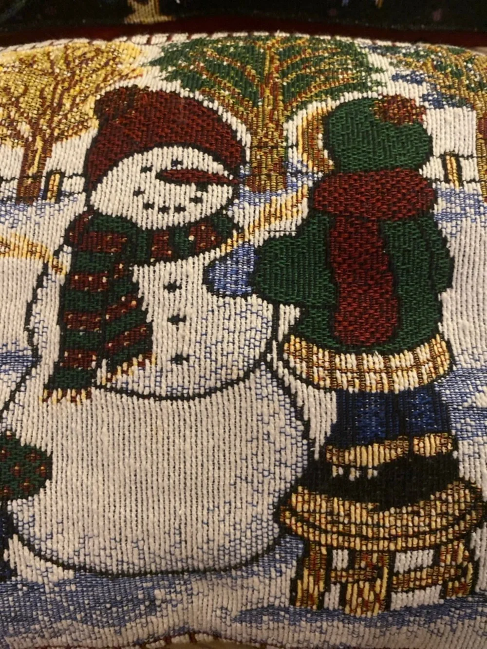 Set of Vintage Christmas Santa & Snowman Decorative Throw Pillows